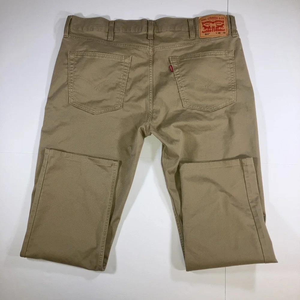 Levis 511 Pants Mens‎ 38x32 (39.5x27.5 Actual) Slim Fit Khaki Tech Stretch